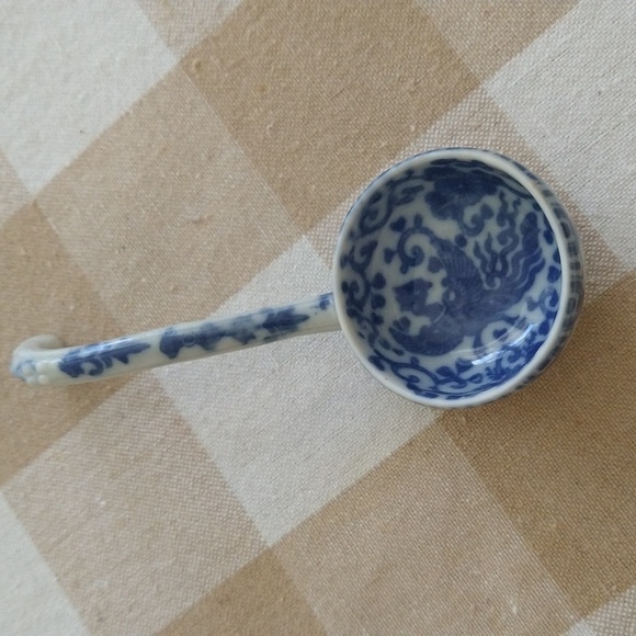 Antique transferware blue and white porcelain spoon china 5" chinoiserie - Picture 6 of 6
